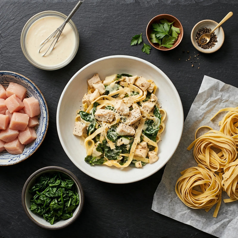 Fettuccine with Chicken & Spinach