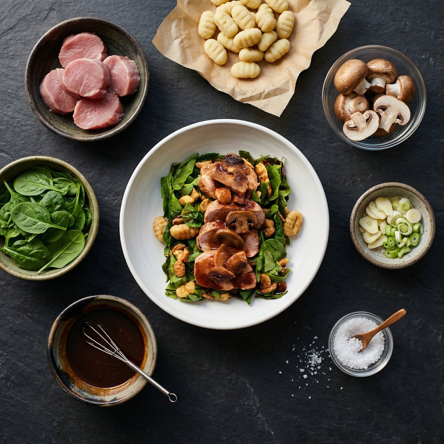 Pork Tenderloin with Spinach & Dumplings